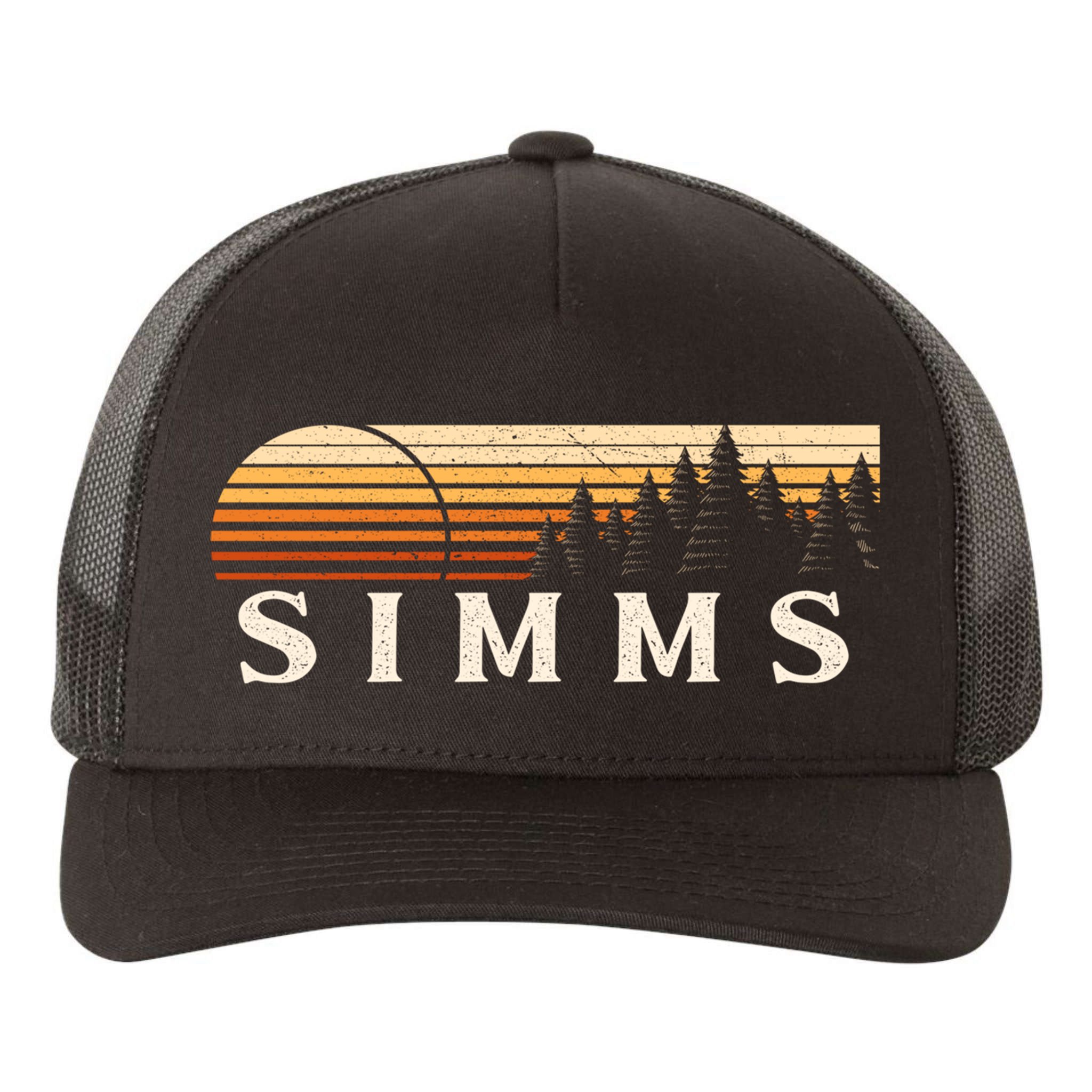 Simms Tx Vintage Evergreen Sunset Eighties Retro Yupoong Adult 5-Panel Trucker Hat