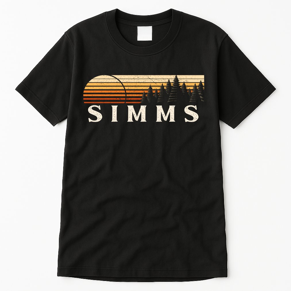 Simms Tx Vintage Evergreen Sunset Eighties Retro Tall T-Shirt