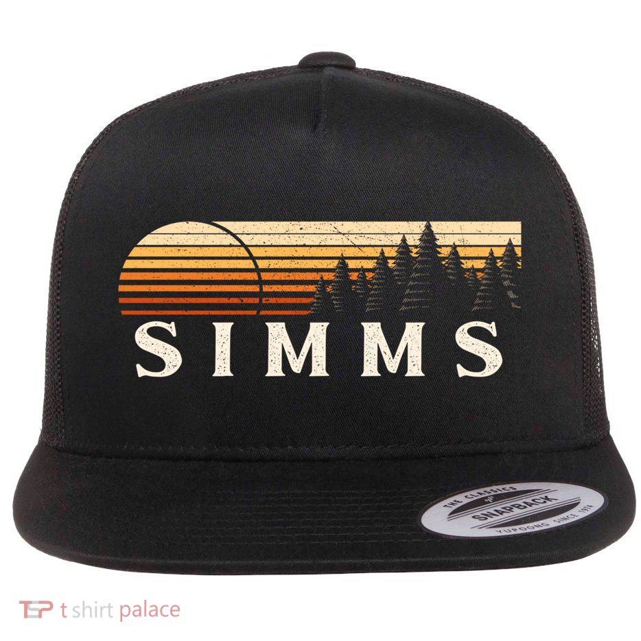 Simms Tx Vintage Evergreen Sunset Eighties Retro Flatbill Hat