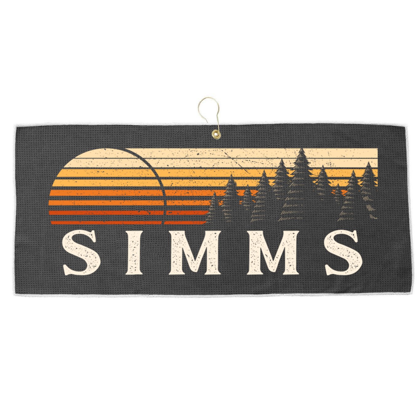 Simms Tx Vintage Evergreen Sunset Eighties Retro Large Microfiber Waffle Golf Towel