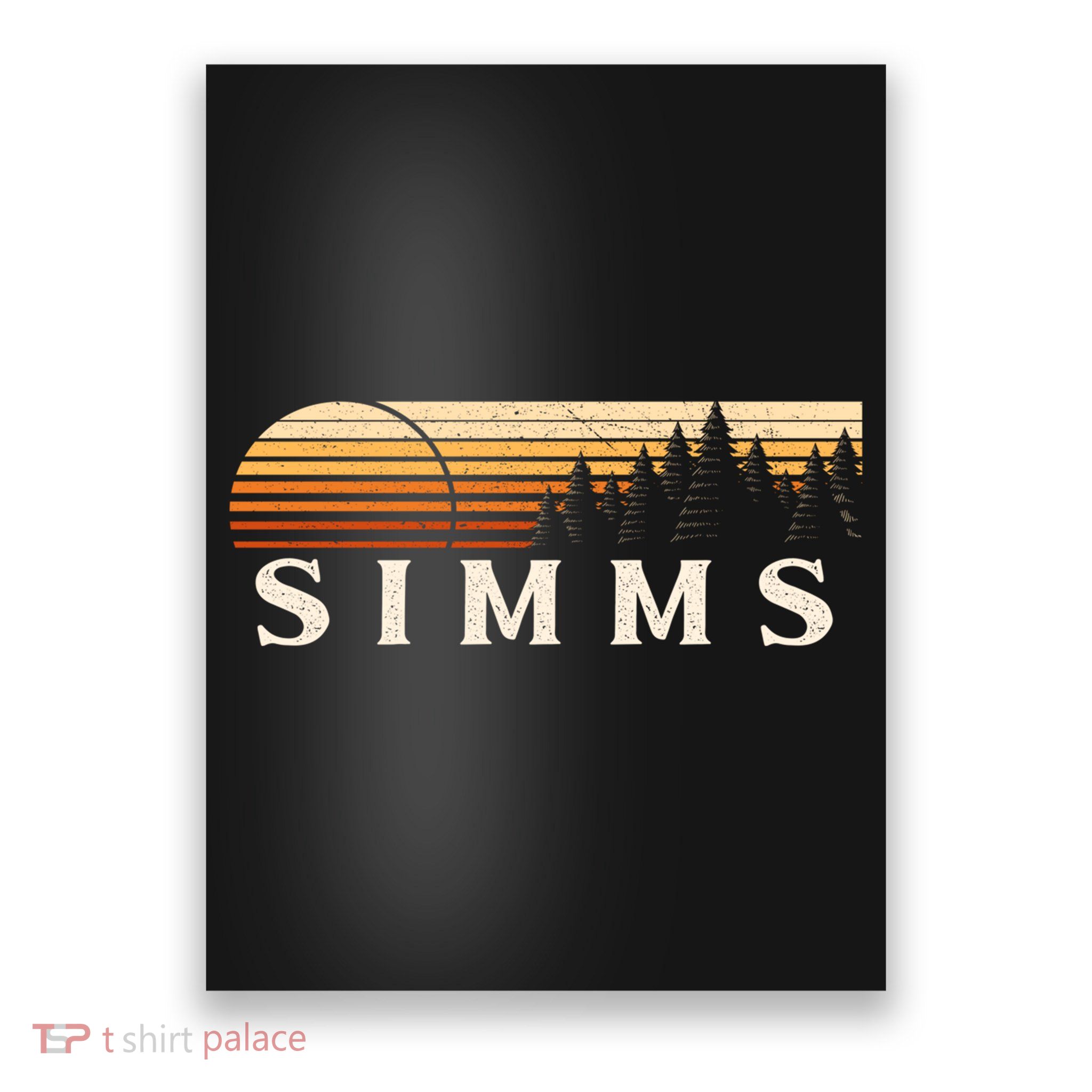 Simms Tx Vintage Evergreen Sunset Eighties Retro Poster