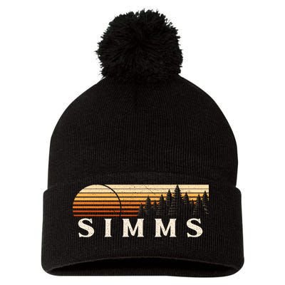 Simms Tx Vintage Evergreen Sunset Eighties Retro Pom Pom 12in Knit Beanie