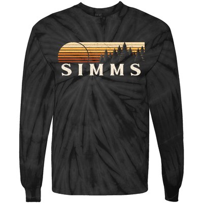 Simms Tx Vintage Evergreen Sunset Eighties Retro Tie-Dye Long Sleeve Shirt