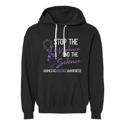 Stop The Violence Domestic Violence Awareness Ribbon Warrior Garment-Dyed Fleece Hoodie