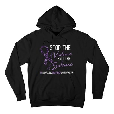 Stop The Violence Domestic Violence Awareness Ribbon Warrior Hoodie