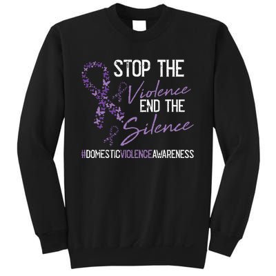 Stop The Violence Domestic Violence Awareness Ribbon Warrior Sweatshirt