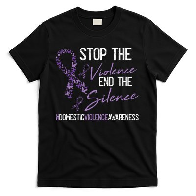 Stop The Violence Domestic Violence Awareness Ribbon Warrior T-Shirt