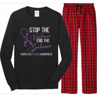 Stop The Violence Domestic Violence Awareness Ribbon Warrior Long Sleeve Pajama Set