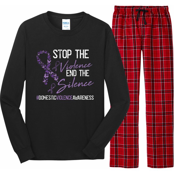 Stop The Violence Domestic Violence Awareness Ribbon Warrior Long Sleeve Pajama Set