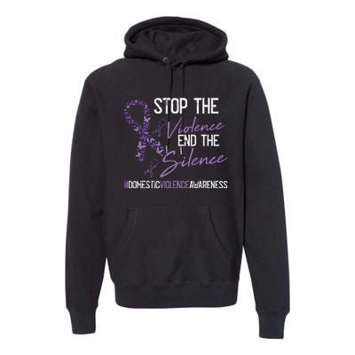 Stop The Violence Domestic Violence Awareness Ribbon Warrior Premium Hoodie