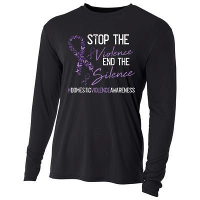 Stop The Violence Domestic Violence Awareness Ribbon Warrior Cooling Performance Long Sleeve Crew