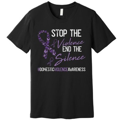 Stop The Violence Domestic Violence Awareness Ribbon Warrior Premium T-Shirt