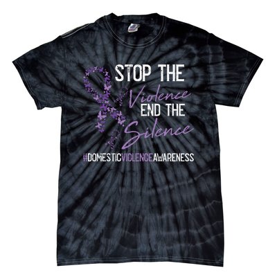 Stop The Violence Domestic Violence Awareness Ribbon Warrior Tie-Dye T-Shirt