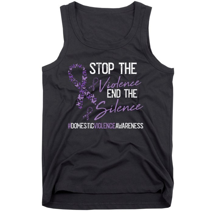 Stop The Violence Domestic Violence Awareness Ribbon Warrior Tank Top