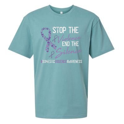 Stop The Violence Domestic Violence Awareness Ribbon Warrior Sueded Cloud Jersey T-Shirt