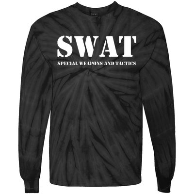 Swat Team Vintage Police Uniform Tie-Dye Long Sleeve Shirt