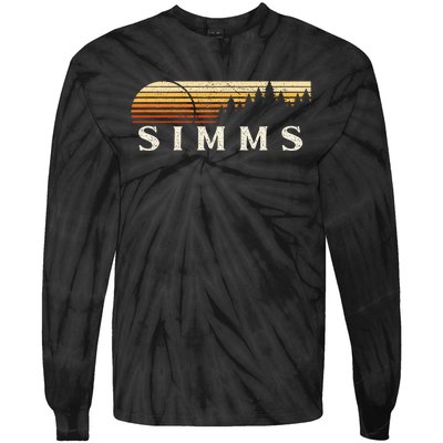 Simms Tx Vintage Evergreen Sunset Eighties Retro Tie-Dye Long Sleeve Shirt