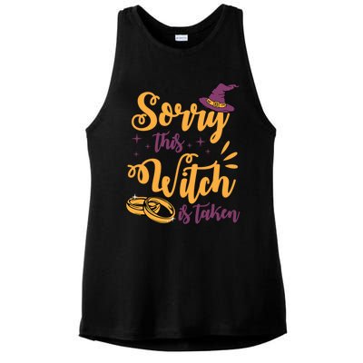 Sorry This Witch Is Taken Funny Cute Married Wife Halloween Funny Gift Ladies PosiCharge Tri-Blend Wicking Tank