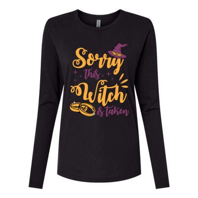 Sorry This Witch Is Taken Funny Cute Married Wife Halloween Funny Gift Womens Cotton Relaxed Long Sleeve T-Shirt