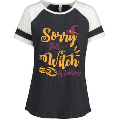 Sorry This Witch Is Taken Funny Cute Married Wife Halloween Funny Gift Enza Ladies Jersey Colorblock Tee