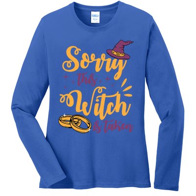 Sorry This Witch Is Taken Funny Cute Married Wife Halloween Funny Gift Ladies Long Sleeve Shirt