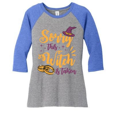 Sorry This Witch Is Taken Funny Cute Married Wife Halloween Funny Gift Women's Tri-Blend 3/4-Sleeve Raglan Shirt