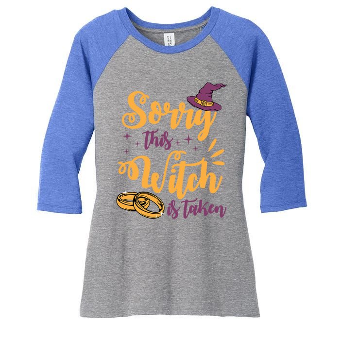 Sorry This Witch Is Taken Funny Cute Married Wife Halloween Funny Gift Women's Tri-Blend 3/4-Sleeve Raglan Shirt