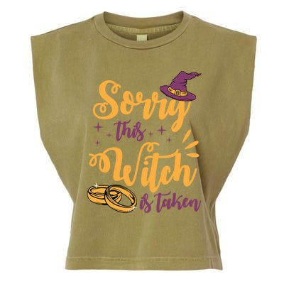 Sorry This Witch Is Taken Funny Cute Married Wife Halloween Funny Gift Garment-Dyed Women's Muscle Tee