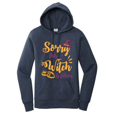 Sorry This Witch Is Taken Funny Cute Married Wife Halloween Funny Gift Women's Pullover Hoodie