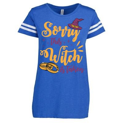 Sorry This Witch Is Taken Funny Cute Married Wife Halloween Funny Gift Enza Ladies Jersey Football T-Shirt