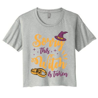 Sorry This Witch Is Taken Funny Cute Married Wife Halloween Funny Gift Women's Crop Top Tee