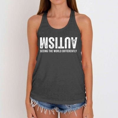 Seeing the World differently Autism Awareness Women's Knotted Racerback Tank