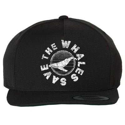 Save The Whales 80s Retro Ocean Conservation Vintage Gift Wool Snapback Cap