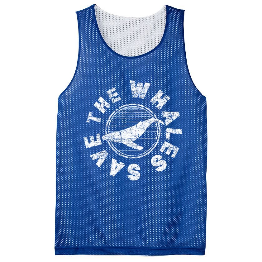 Save The Whales 80s Retro Ocean Conservation Vintage Gift Mesh Reversible Basketball Jersey Tank