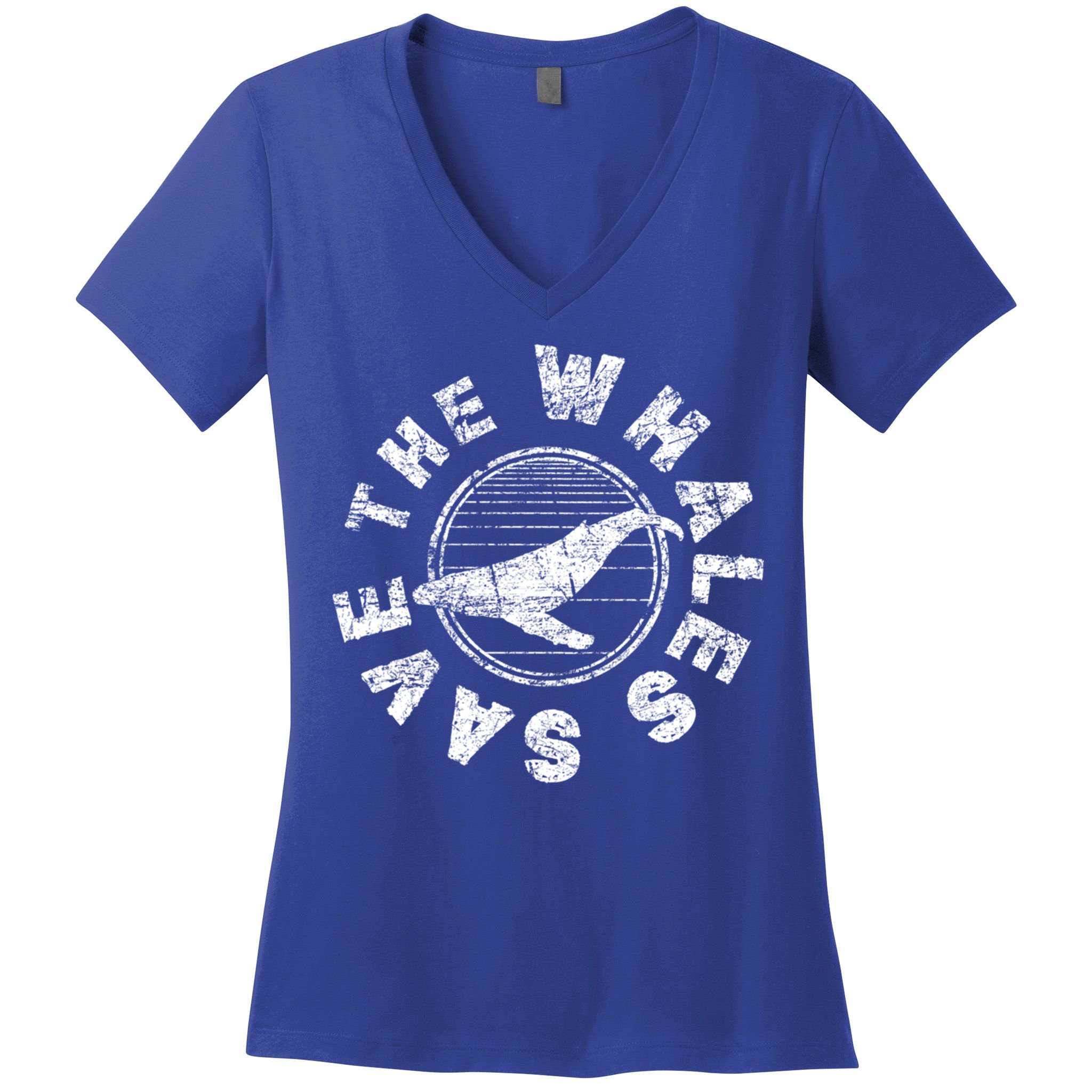 Save The Whales 80s Retro Ocean Conservation Vintage Gift Women's V-Neck T-Shirt