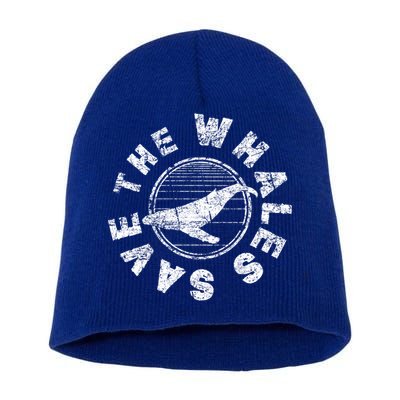 Save The Whales 80s Retro Ocean Conservation Vintage Gift Short Acrylic Beanie