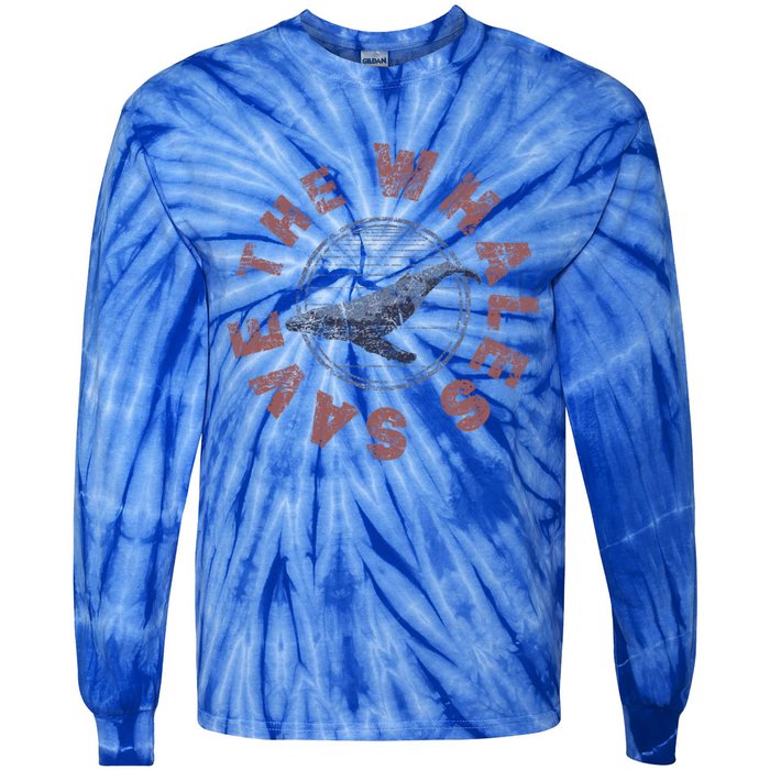 Save The Whales 80s Retro Vintage Gift Tie-Dye Long Sleeve Shirt