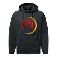 Shotokan Tiger With Gold Crescent Karate Modern Performance Fleece Hoodie