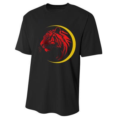 Shotokan Tiger With Gold Crescent Karate Modern Performance Sprint T-Shirt