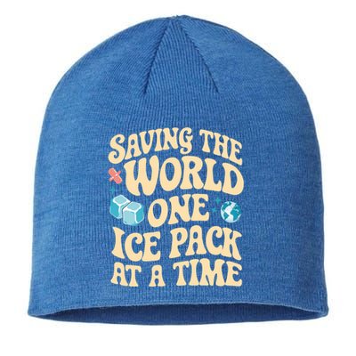 Saving The World One Ice Pack At Time School Nurse Week Gift Sustainable Beanie