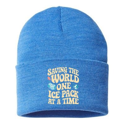 Saving The World One Ice Pack At Time School Nurse Week Gift Sustainable Knit Beanie