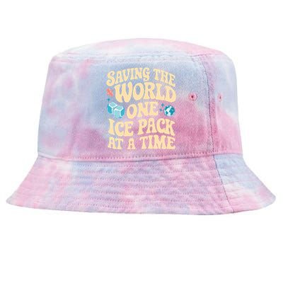 Saving The World One Ice Pack At Time School Nurse Week Gift Tie-Dyed Bucket Hat