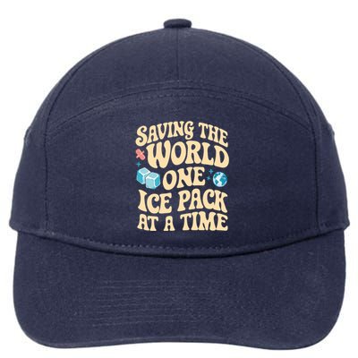 Saving The World One Ice Pack At Time School Nurse Week Gift 7-Panel Snapback Hat