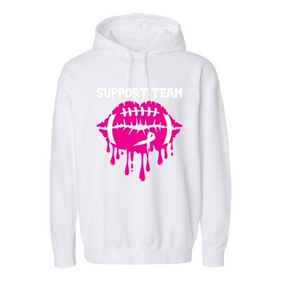 Support Team Wear Pink Football Lips Breast Cancer Warrior Great Gift Garment-Dyed Fleece Hoodie