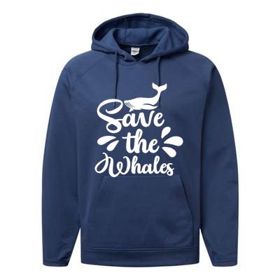 Save The Whales Cute Whales Sea Animal Funny Gift Performance Fleece Hoodie