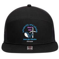 Save The Whales From Windmills In The Sea And Ocean Design Gift 7 Panel Mesh Trucker Snapback Hat
