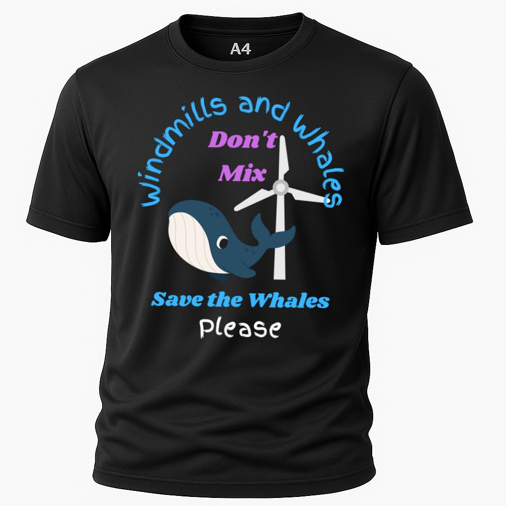 Save The Whales From Windmills In The Sea And Ocean Design Gift Cooling Performance Crew T-Shirt