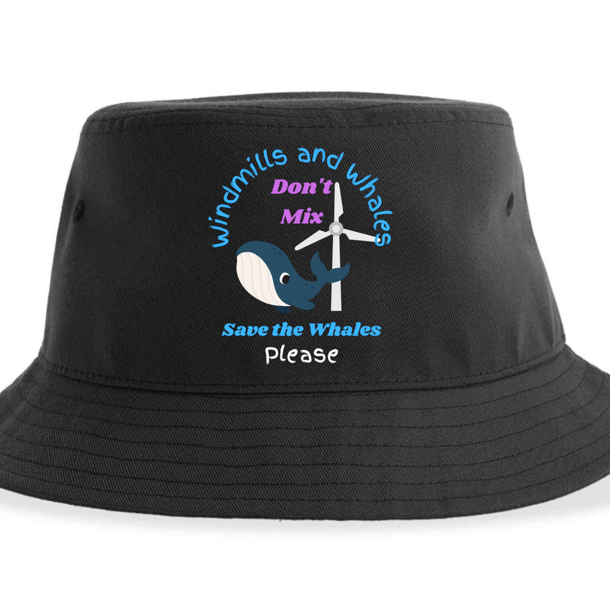 Save The Whales From Windmills In The Sea And Ocean Design Gift Sustainable Bucket Hat
