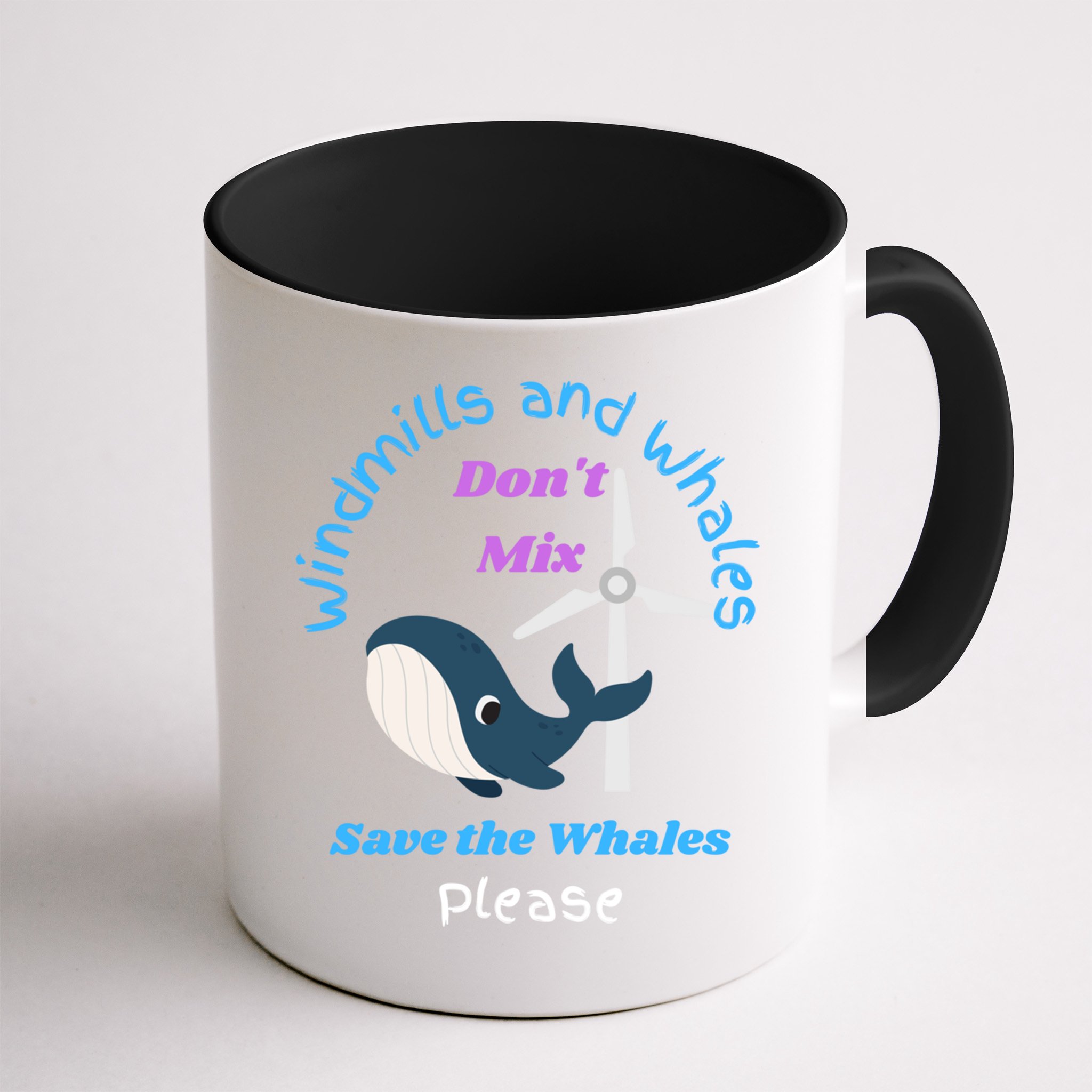 Save The Whales From Windmills In The Sea And Ocean Design Gift Mug