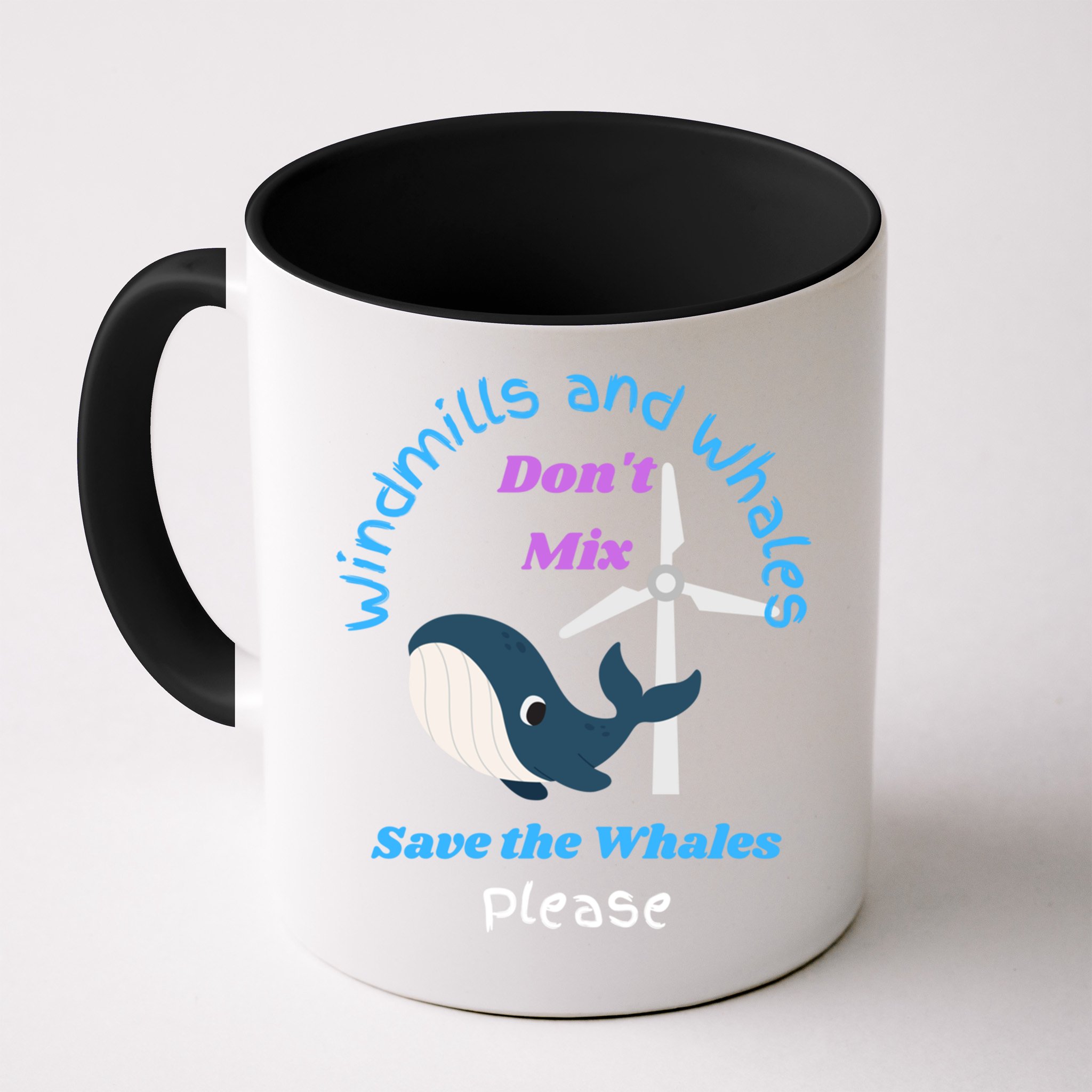 Save The Whales From Windmills In The Sea And Ocean Design Gift Mug